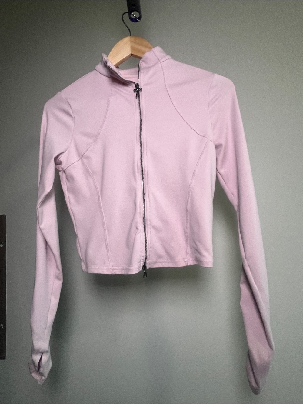 Hollister Cropped Light Pink Zip-Up Jacket With Bow Zipper